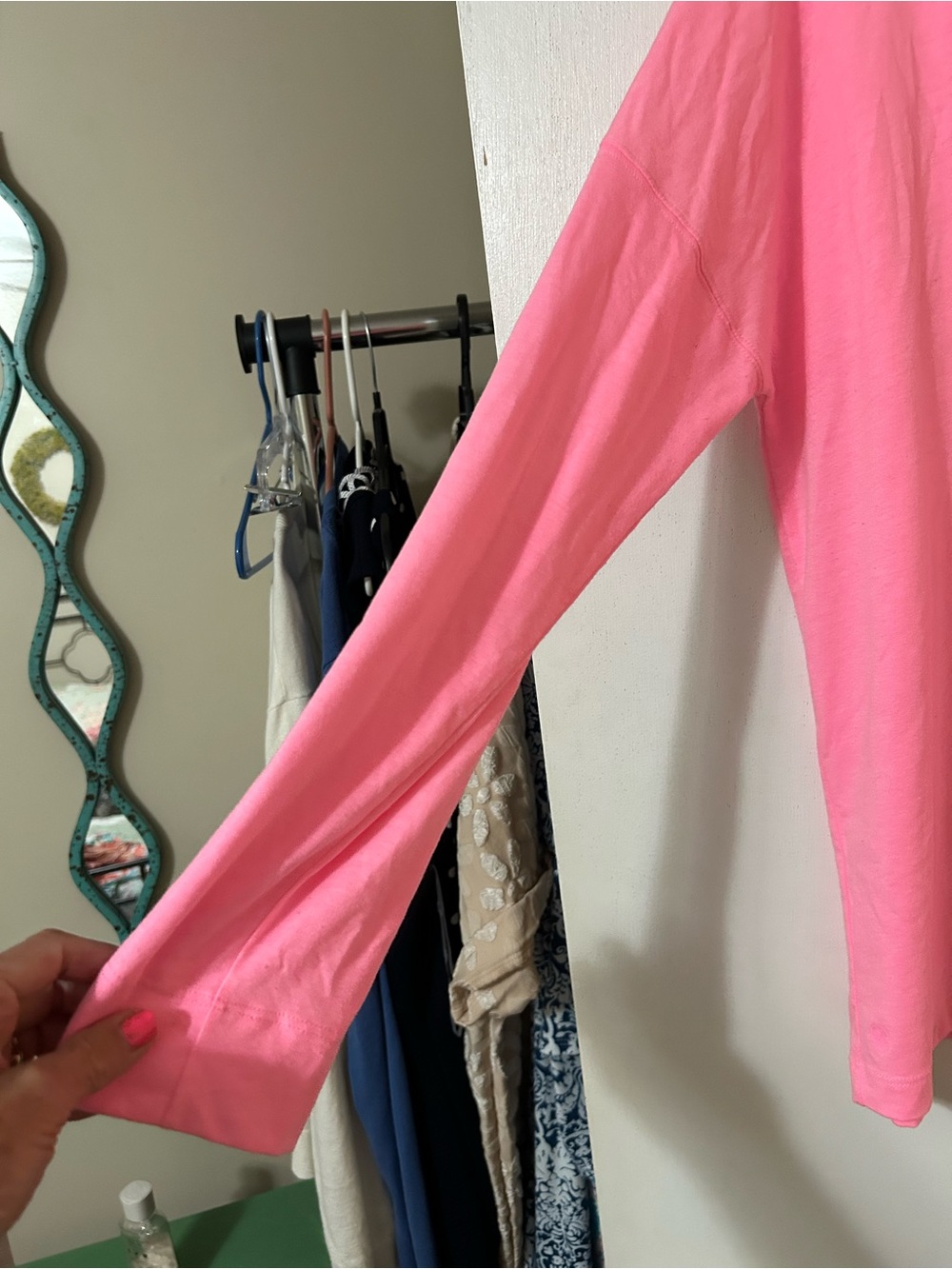 Lilly Pulitzer Bright Pink V-Neck Long Sleeve Top - Picture 3 of 6